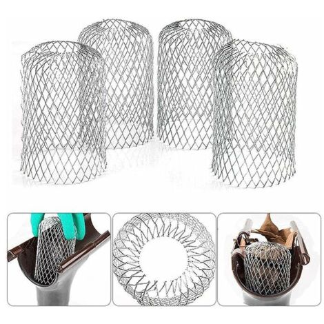 4 Filtres de Gouttière en Aluminium Flexible Diamètre 8cm Grille Grillage Stop Feuille Crapaudine Crépine Pare Feuille Cache Gouttière pour Protéger Gouttière Contre les Feuilles Toiture.