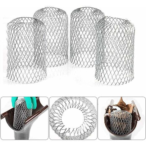 4 Filtres de Gouttière en Aluminium Flexible Diamètre 8cm Grille Grillage Stop Feuille Crapaudine Crépine Pare Feuille Cache Gouttière pour Protéger Gouttière Contre les Feuilles Toiture.Gu.B/bon