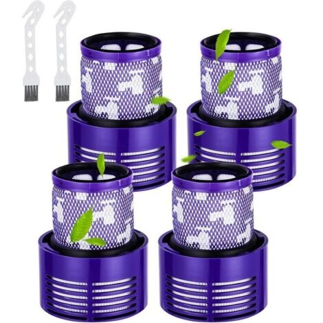 4 Filtres pour Dyson V10 Cyclone V10 SV12 Series avec 2 Brosses pour Aspirateur V10 Absolute V10 Animal V10 Total Clean Lavables.