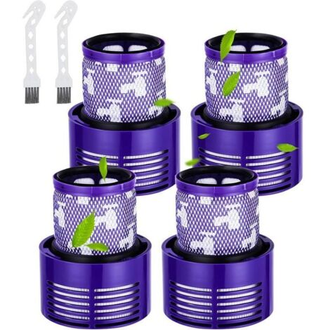 4 Filtres pour Dyson V10 Cyclone V10 SV12 Series avec 2 Brosses pour Aspirateur V10 Absolute V10 Animal V10 Total Clean Lavables,TRIMEC