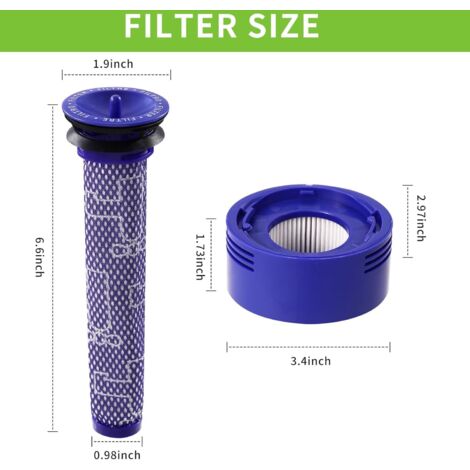 4 filtri accessori per Dyson V8 V7, 2 post-filtri e 2 pre-filtri applicabili a Dyson V7 V8, 1 spazzola per la pulizia, i pezzi di ricambio per filtri Dyson V8 possono pulire efficacemente l'aria