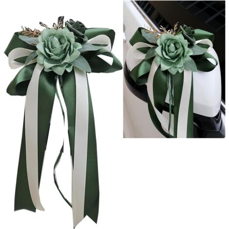 4 fiocchi di seta per auto, decorazione per auto da matrimonio, simulazione di rose, fiocco per auto, maniglia della porta, specchietto retrovisore, decorazione per sedia da matrimonio con ventose, ve