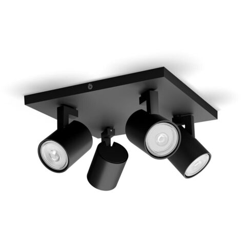 4-flammiger philips runner metallstrahler gu10 ip20 schwarz - 43535300