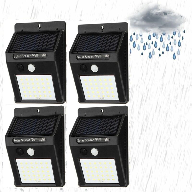 4 Focos 30 Led Lámpara De Jardín Solar Exterior Fotovoltaica Sensor De Foco