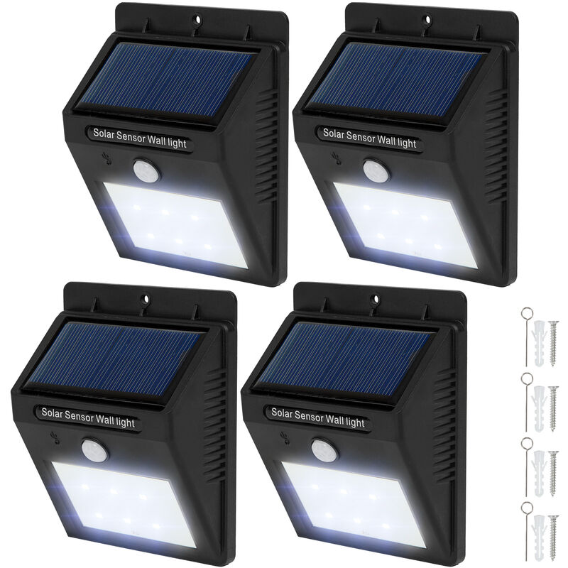 4 focos solares LED con sensor de movimiento - lámparas con detector de