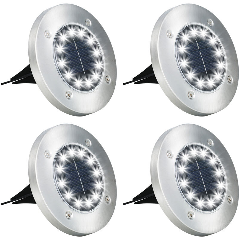 

4 focos solares LED para suelo, impermeables al aire libre, 12 LED, luz de disco con energia solar, foco de paisaje en el suelo, luces de camino de