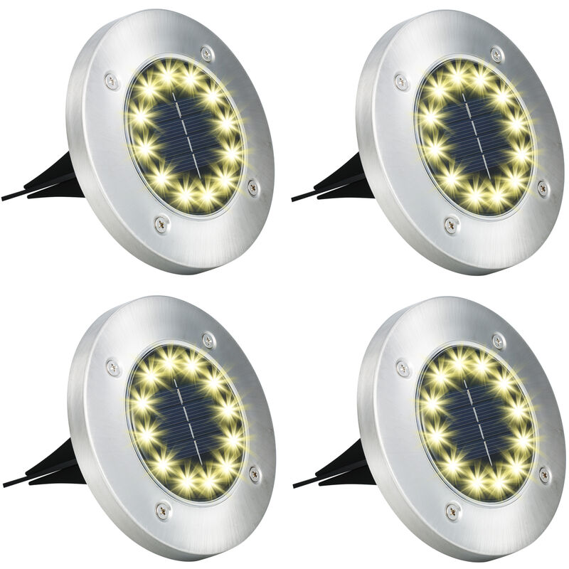 

4 focos solares LED para suelo, impermeables al aire libre, 12 LED, luz de disco con energia solar, foco de paisaje en el suelo, luces de camino de