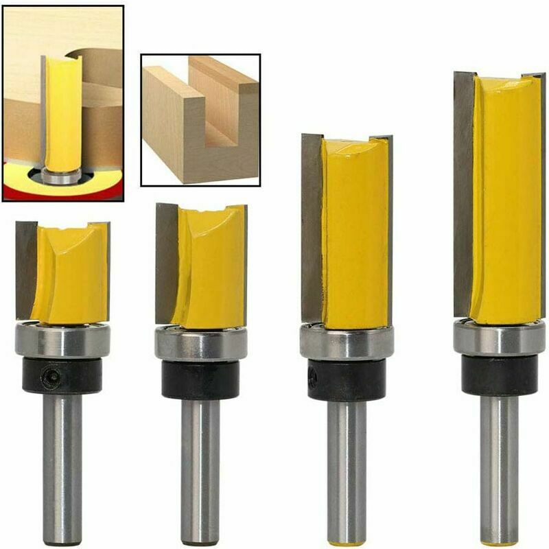 KZQ - 4 Fraises à Copier, Fraise pour Affleurer Droite, Queue de 8mm, Diamètre de 19.05mm, Outils de Fraisage pour Menuiserie