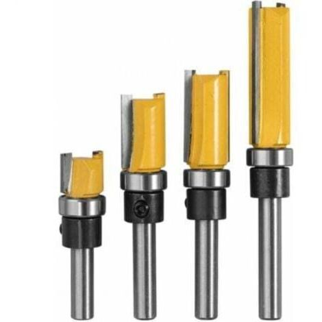 4 Fraises à Copier Téflon Diamètre 1/4" Lame 10mm, 20mm, 25mm, 38mm pour Bois, Panneaux, MDF