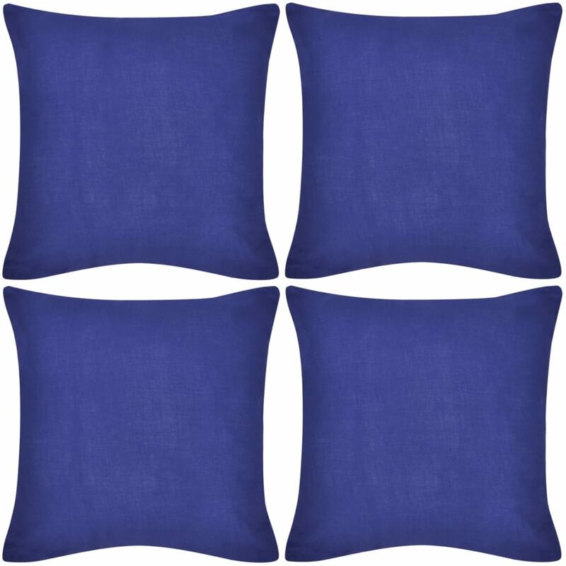 

4 fundas azules para cojines de algodón, 50 x 50 cm - Azul