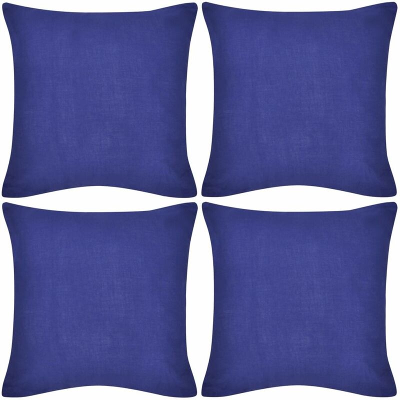 

4 fundas azules para cojines de algodon, 50 x 50 cm