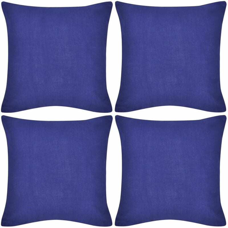 

4 fundas azules para cojines de algodon, 80 x 80 cm