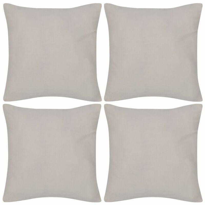 

4 fundas beige para cojines de algodon, 50 x 50 cm
