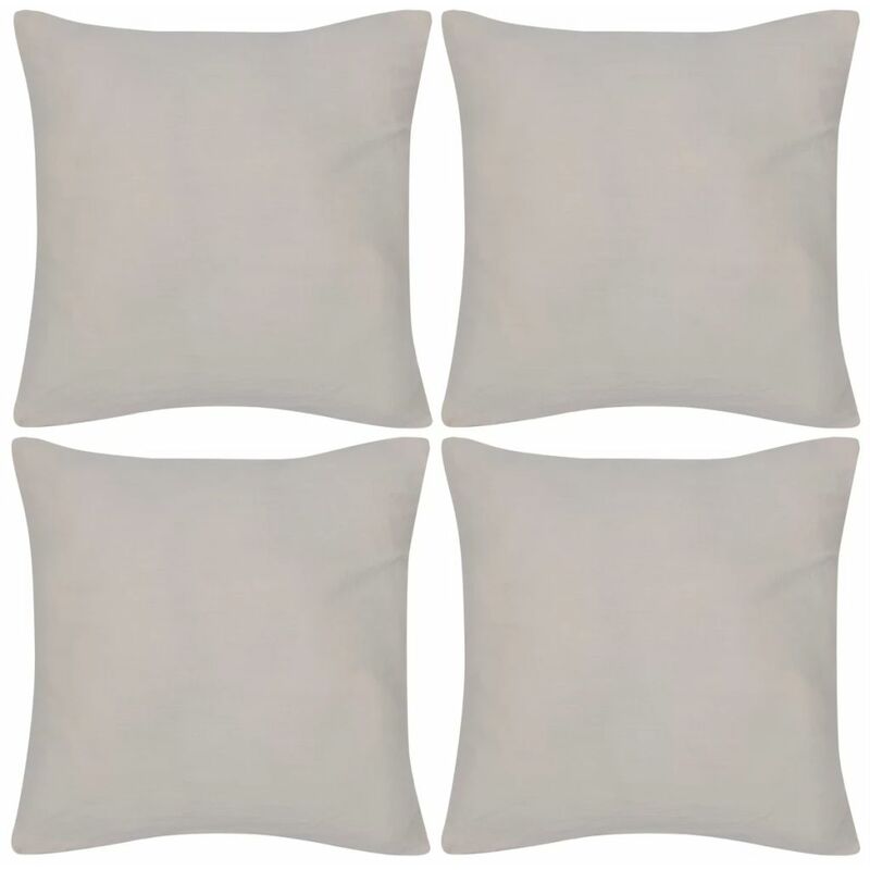 

4 fundas beige para cojines de algodon, 80 x 80 cm