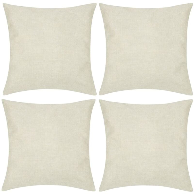 

4 fundas beige para cojines de imitación de lino, 40 x 40 cm - Beige