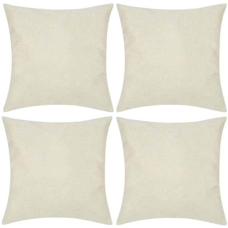 

4 fundas beige para cojines de imitación de lino, 50 x 50 cm - Beige