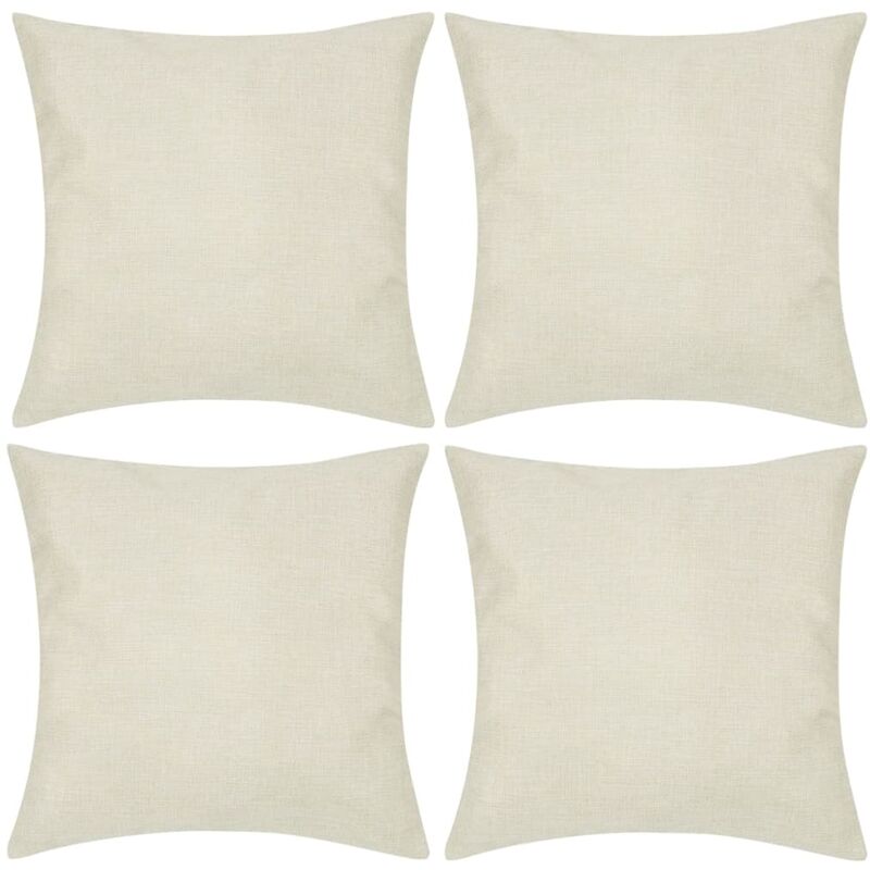 

4 fundas beige para cojines de imitación de lino, 80 x 80 cm - Beige