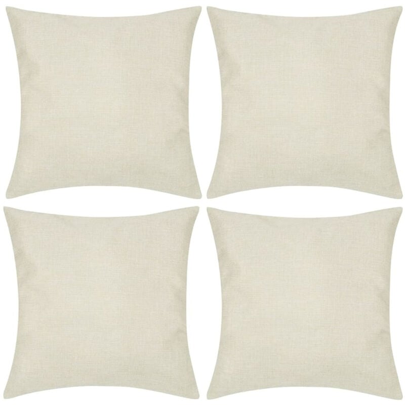 

4 fundas beige para cojines de imitacion de lino, 50 x 50 cm