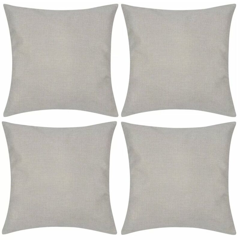 

4 fundas beige para cojines de imitación de lino, 80 x 80 cm
