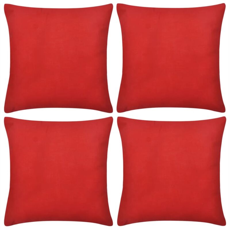 

vidaXL Fundas para Cojines 4 Unidades de Algodón Rojas 50x50 cm - Rojo