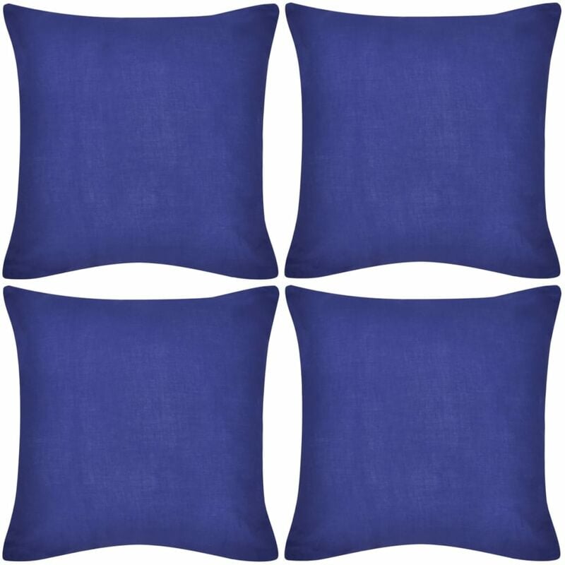 

vidaXL Fundas para Cojines 4 Unidades de Algodón Azules 50x50 cm - Azul