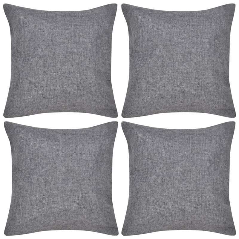 

4 fundas color antracita para cojines de imitación de lino, 50 x 50 cm - Gris