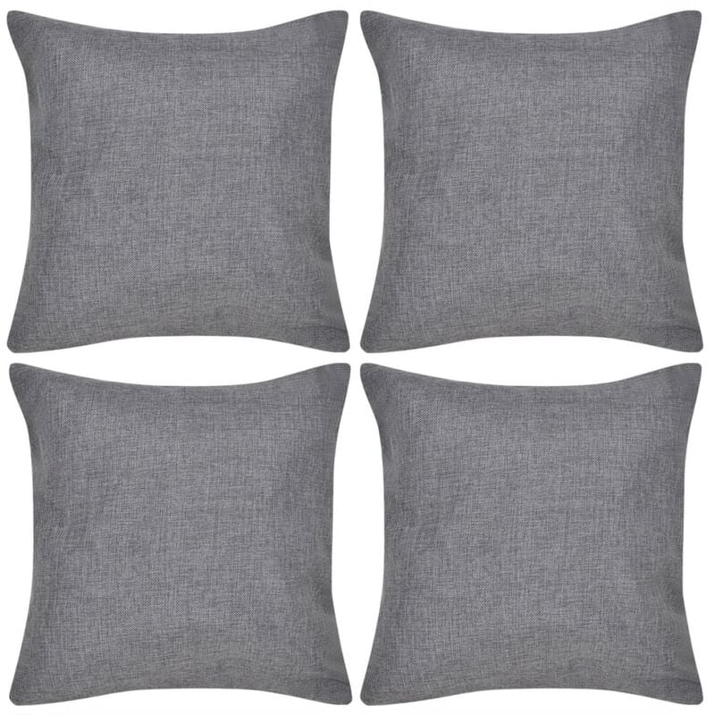

4 fundas color antracita para cojines de imitación de lino, 80 x 80 cm - Gris