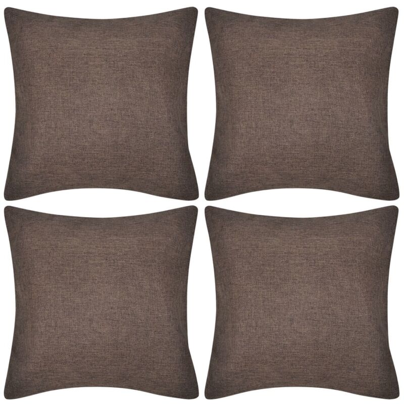 

vidaXL Fundas para Cojines 4 Unidades de Imitación de Lino Marrones 50x50 cm - Marrón