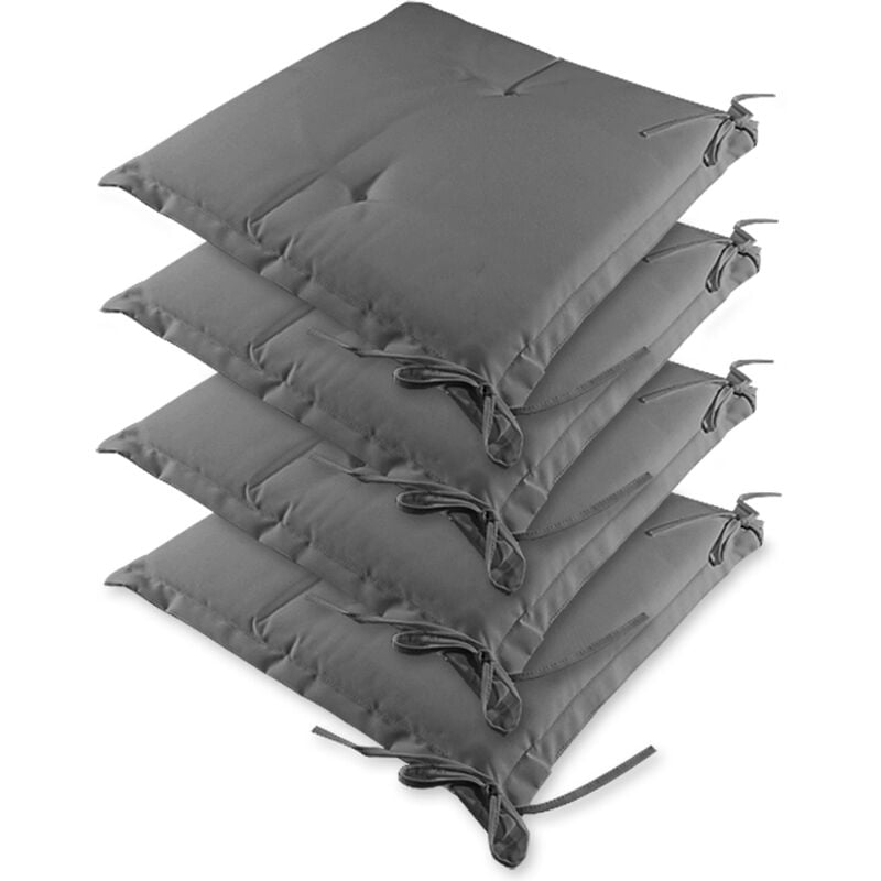 

Deuba Set de 4x Cojines para asientos Almohadones para sillas con cintas de sujeción - Colores varios Gris claro - Gris claro