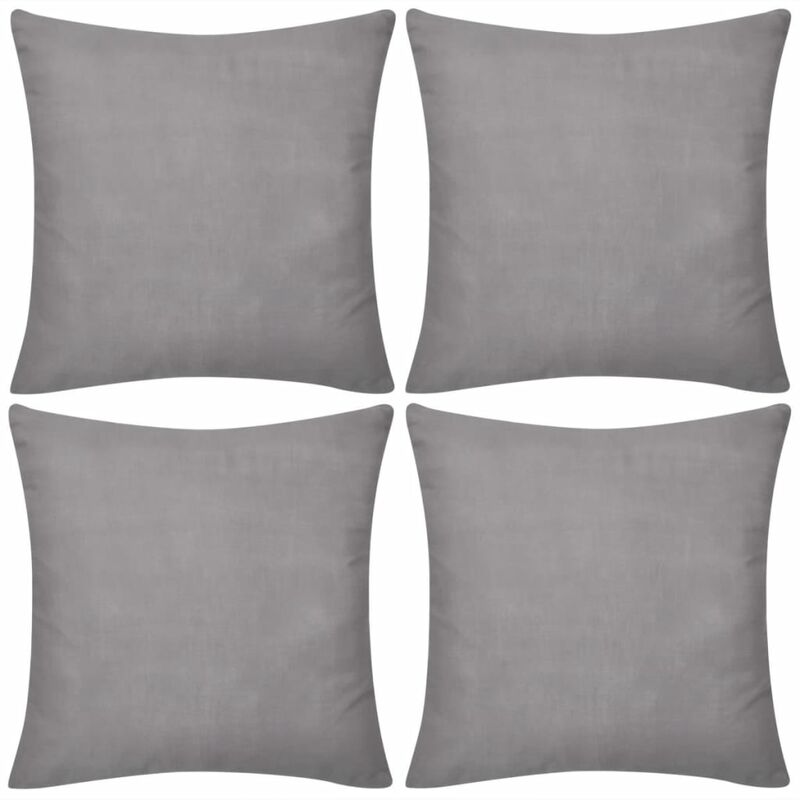

4 fundas grises para cojines de algodón, 80 x 80 cm - Gris