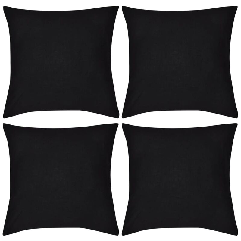 

vidaXL Fundas para Cojines 4 Unidades de Algodón Negras 40x40 cm - Negro