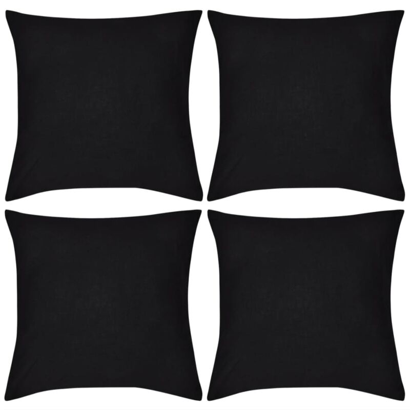

vidaXL Fundas para Cojines 4 Unidades de Algodón Negras 50x50 cm - Negro