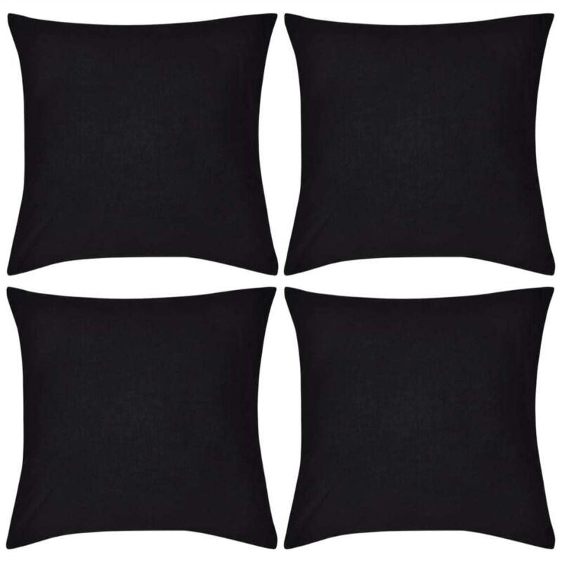 

vidaXL Fundas para Cojines 4 Unidades de Algodón Negras 80x80 cm - Negro