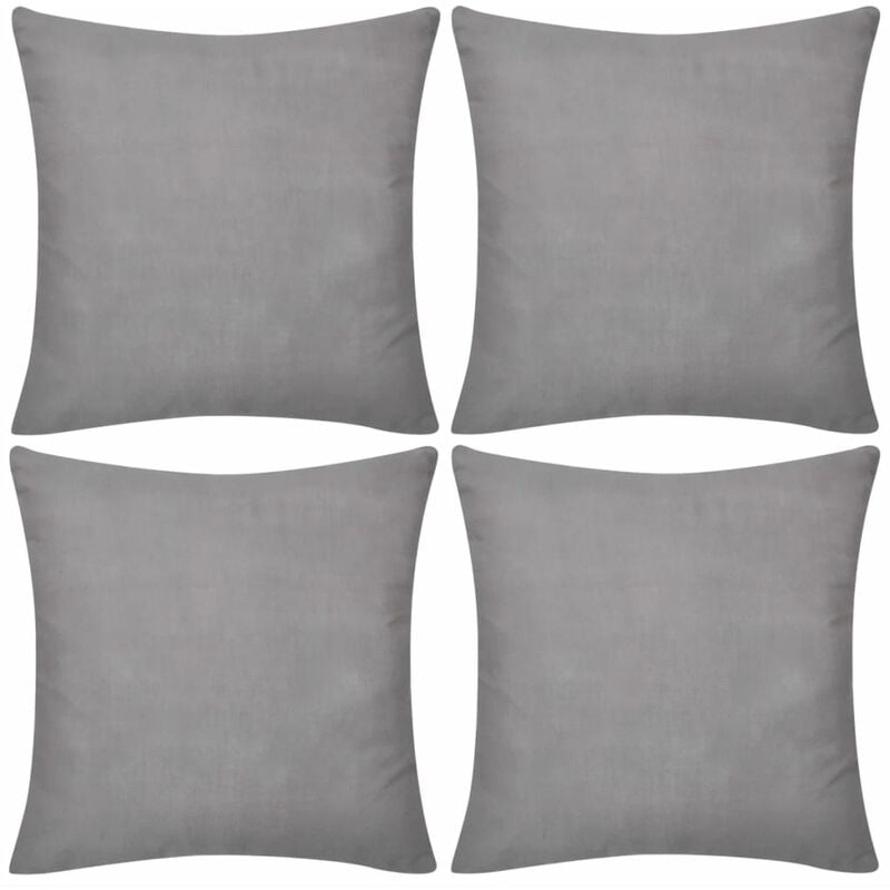

vidaXL Fundas para Cojines 4 Unidades de Algodón Grises 50x50 cm - Gris
