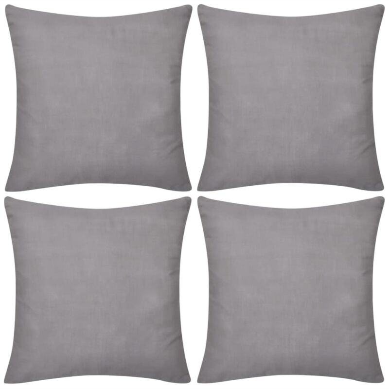 

vidaXL Fundas para Cojines 4 Unidades de Algodón Grises 80x80 cm - Gris