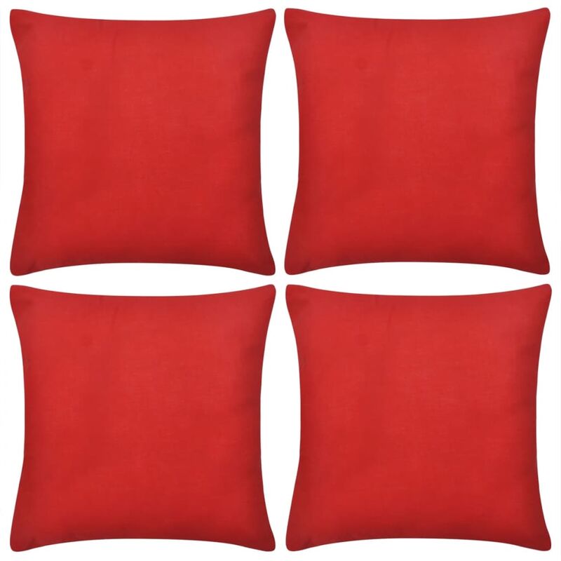 

vidaXL Fundas para Cojines 4 Unidades de Algodón Rojas 40x40 cm - Rojo