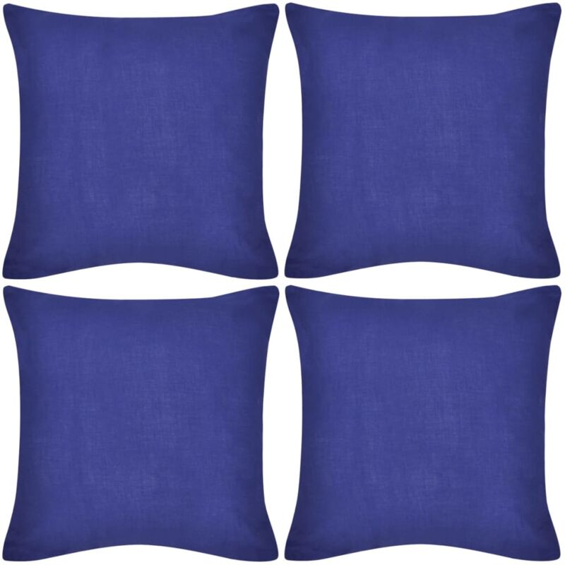 

vidaXL Fundas para Cojines 4 Unidades de Algodón Azules 40x40 cm - Azul