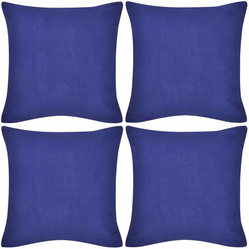 

vidaXL Fundas para Cojines 4 Unidades de Algodón Azules 80x80 cm - Azul