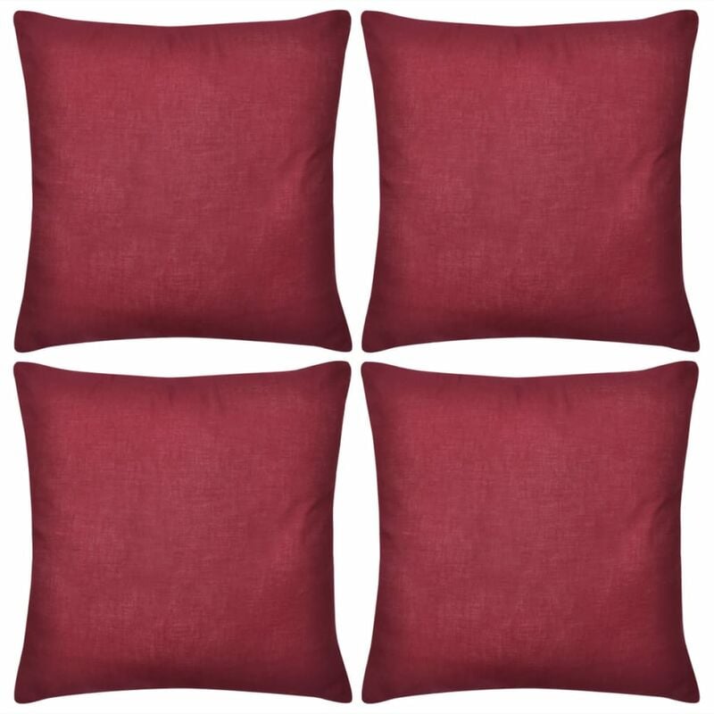 

vidaXL Fundas para Cojines 4 Unidades de Algodón Burdeos 40x40 cm - Rojo