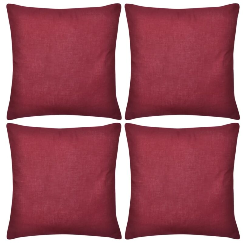 

vidaXL Fundas para Cojines 4 Unidades de Algodón Burdeos 50x50 cm - Rojo