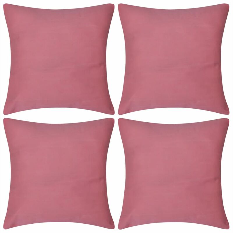 

vidaXL Fundas para Cojines 4 Unidades de Algodón Rosas 40x40 cm - Rosa