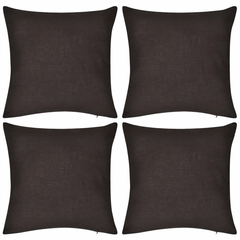 

4 fundas marrón para cojines de algodón, 50 x 50 cm - Marrón