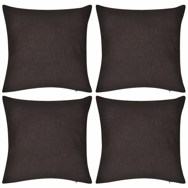 

4 fundas marron para cojines de algodon, 80 x 80 cm