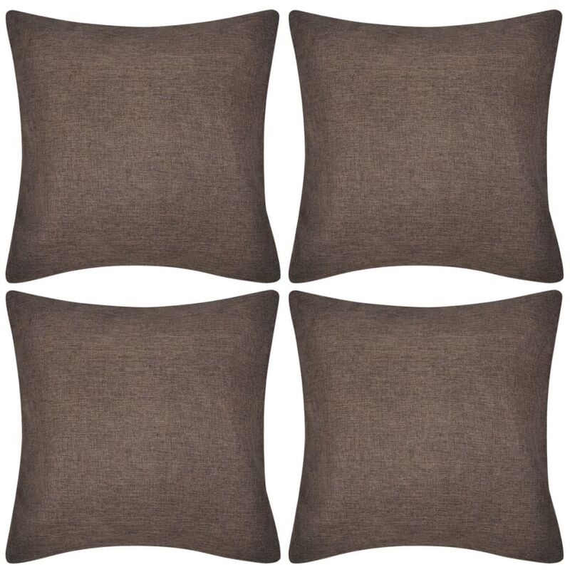 

4 fundas marrones para cojines de imitación de lino, 40 x 40 cm - Marrón