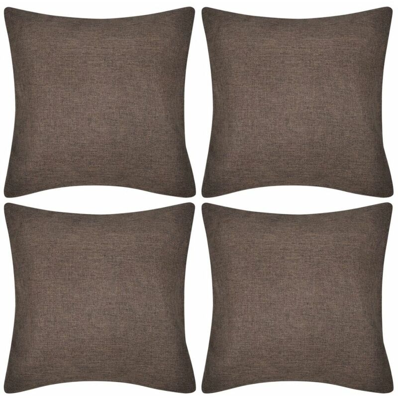 

4 fundas marrones para cojines de imitacion de lino, 50 x 50 cm