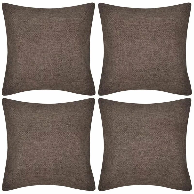 

4 fundas marrones para cojines de imitación de lino, 80 x 80 cm