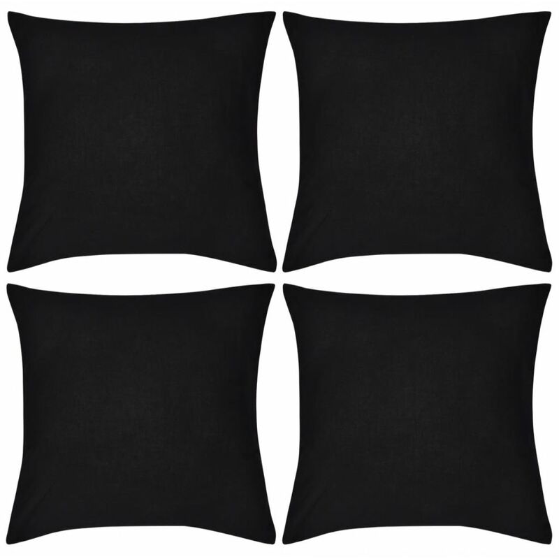 

4 fundas negras para cojines de algodon, 40 x 40 cm