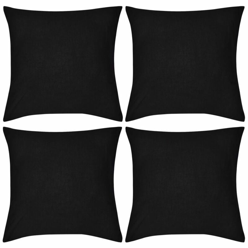 

4 fundas negras para cojines de algodón, 80 x 80 cm