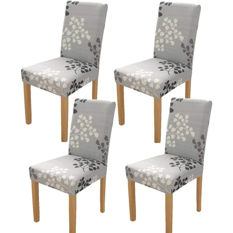 4 fundas para sillas de comedor, elásticas, lavables, extraíbles, para ajuste universal flor