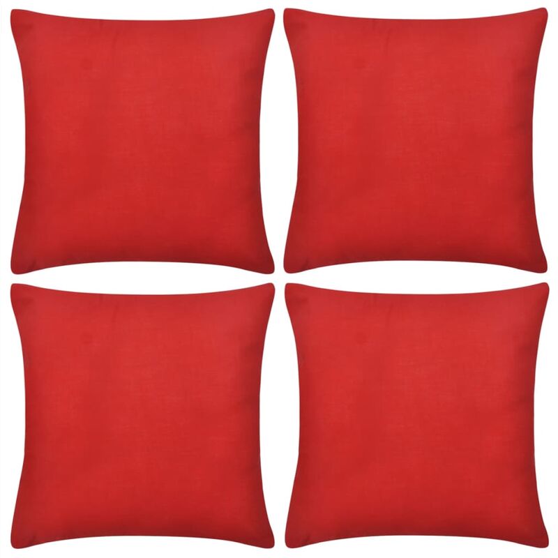 

4 fundas rojas para cojines de algodón, 40 x 40 cm - Rojo